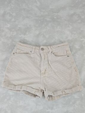 Forever 21 Cream Striped Corduroy Jean Shorts